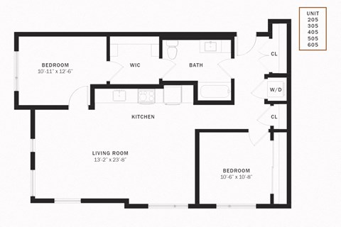 Coen 2 Bedroom 997 SF